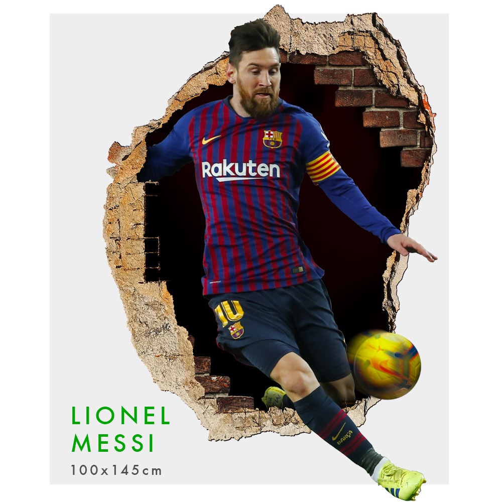 Lionel Messi - Adesivi murali parete 3D wall sticker cameretta bimbi Misura: 150x100 cm