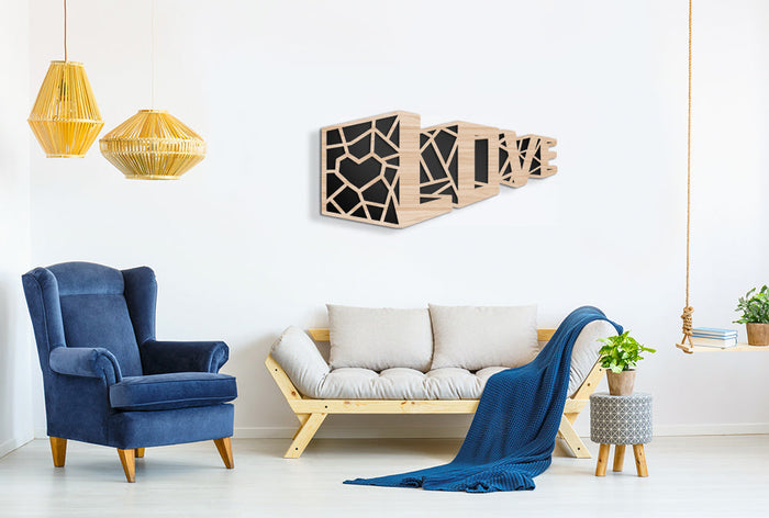 LOVE - Quadro arredo LASERCUT composito Legno e PVC Misura: 50x100 cm