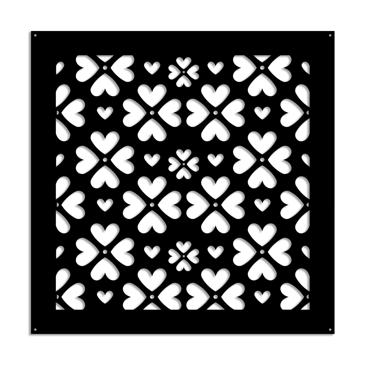 LOVE ME - Pannello in PVC traforato - Parasole Misura: 48x48 cm, Colore: nero