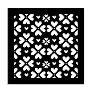 LOVE ME - Pannello in PVC traforato - Parasole Misura: 98x98 cm, Colore: nero