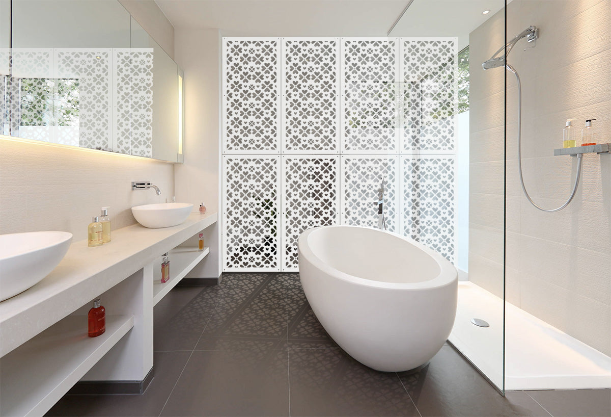 LOVE ME - Pannello in PVC traforato - Parasole Colore: bianco, Misura: 73x148 cm