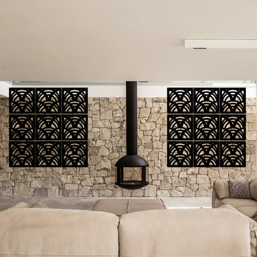 MAORI - Pannello in PVC traforato - Parasole Colore: nero, Misura: 48x48 cm