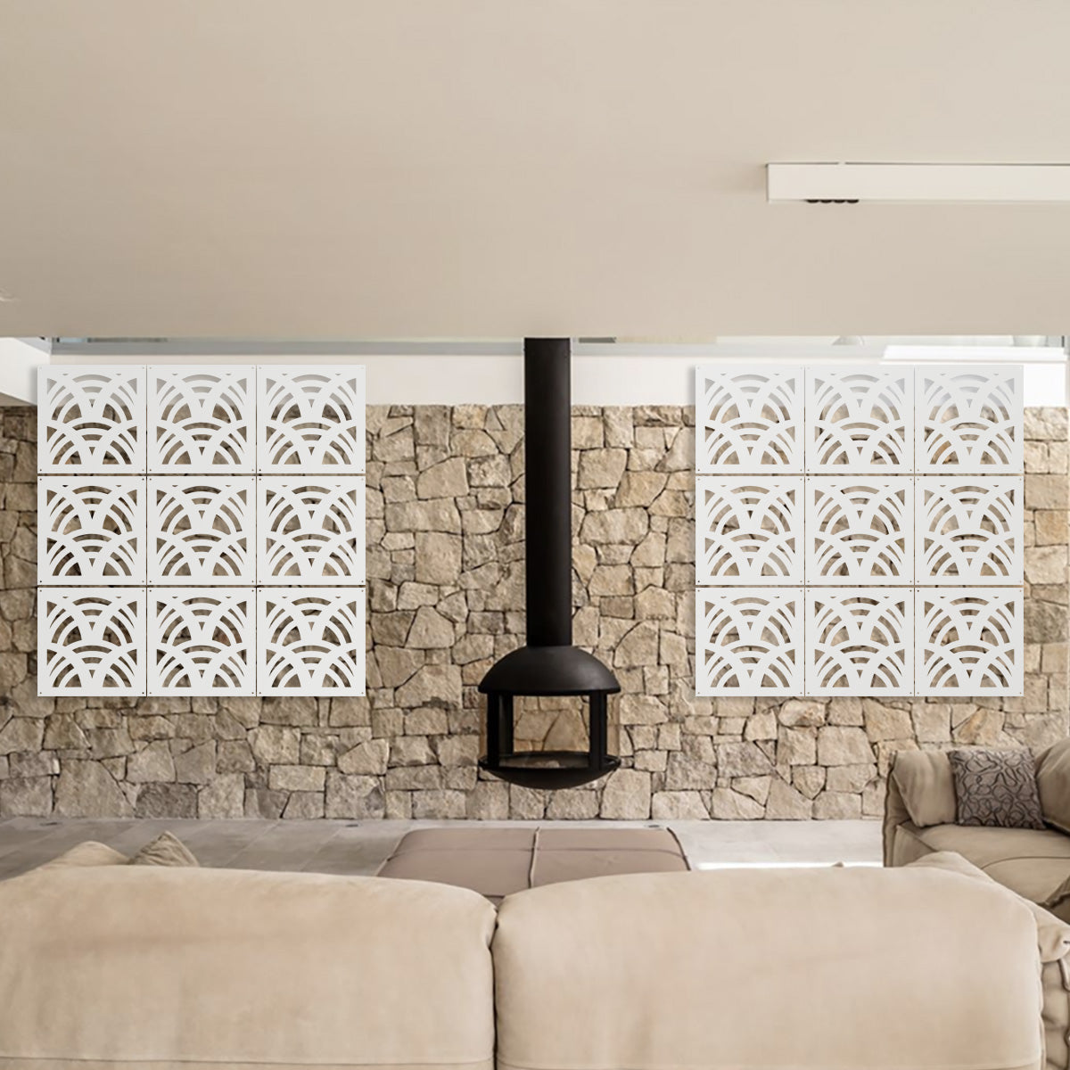 MAORI - Pannello in PVC traforato - Parasole Colore: bianco, Misura: 73x73 cm