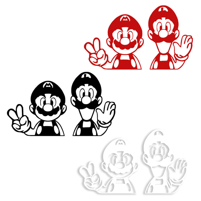 MARIO E LUIGI - Adesivo murale wall sticker in vinile 55x95 cm Colore: nero