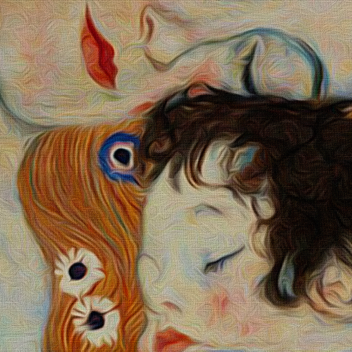 MATHER - Gustav Klimt - Quadro stampato su Canvas e montato su telaio in legno Misura: 100x140 cm