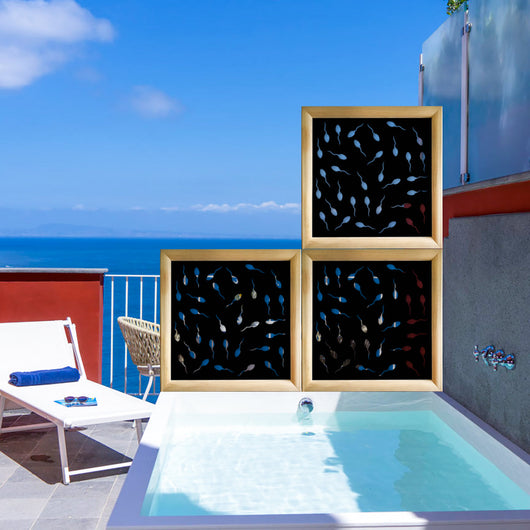 MAYBE LIFE - Moduli Decorativi in Legno e PVC Colore: nero, Misura: 48x48 cm