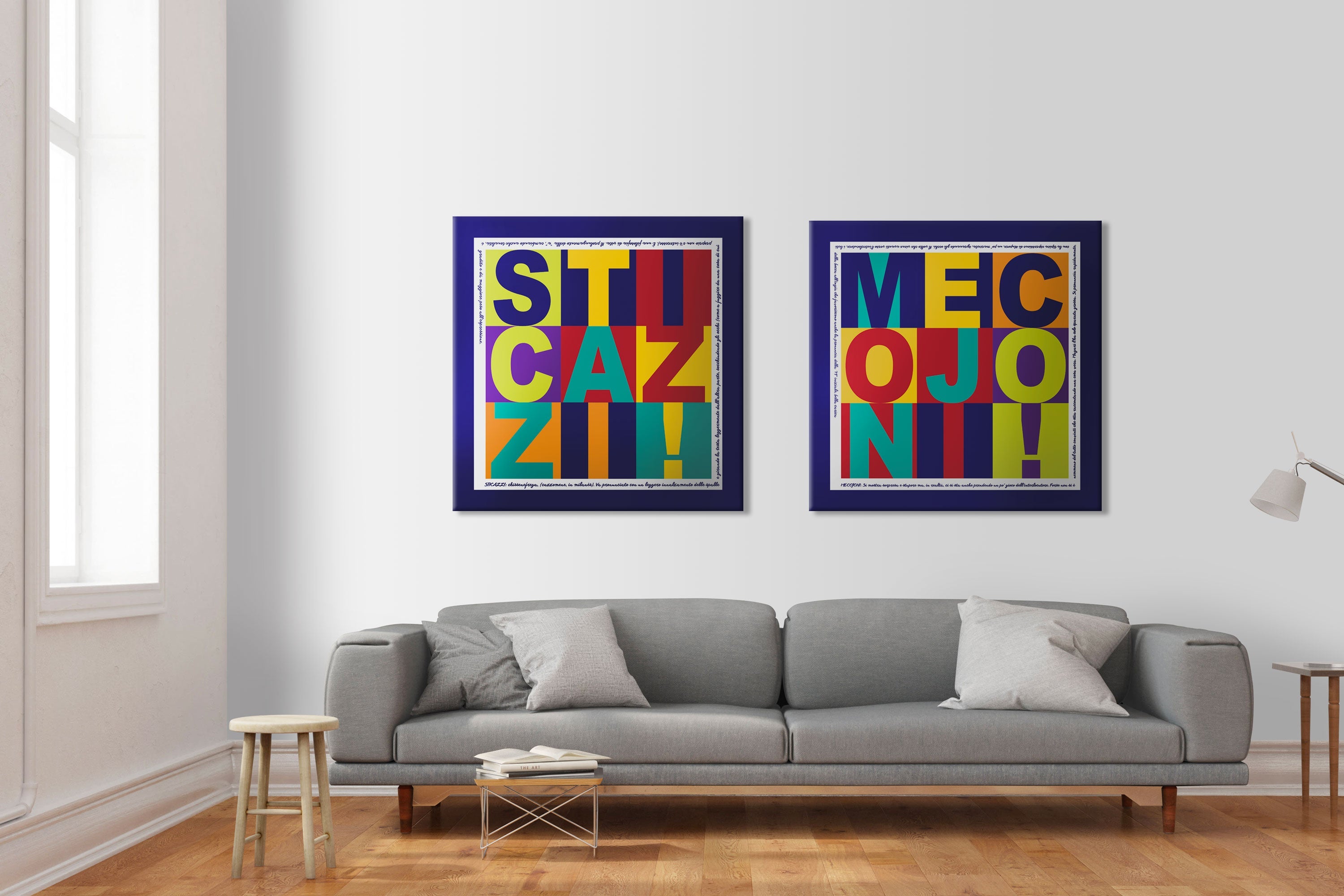 MECOJONI - Quadro stampa su tela montata su telaio in legno Misura: 130x130 cm