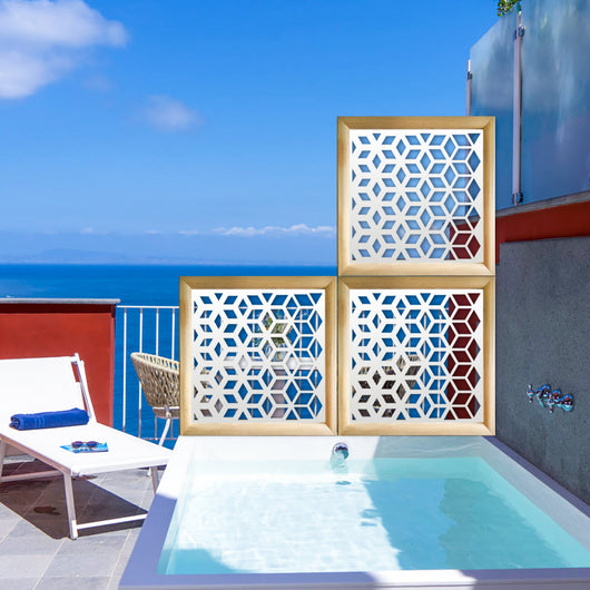 METAMORPHOSIS  - Moduli Decorativi in Legno e PVC Misura: 98x98 cm, Colore: bianco