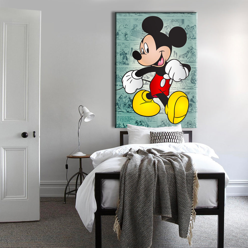 MICKEY MOUSE - Quadro stampato su Canvas e montato su telaio in legno Misura: 50x70 cm