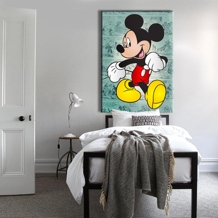 MICKEY MOUSE - Quadro stampato su Canvas e montato su telaio in legno Misura: 50x70 cm