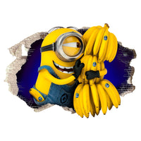 MINION con Banane - Adesivo murale parete 3D wall sticker camera bimbi Misura: 150x100 cm