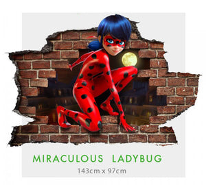 MIRACULOUS LADYBUG - 002 Adesivo parete murale effetto 3D wall stickers Misura: 150x100 cm