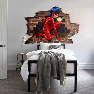 MIRACULOUS LADYBUG - 002 Adesivo parete murale effetto 3D wall stickers Misura: 150x100 cm