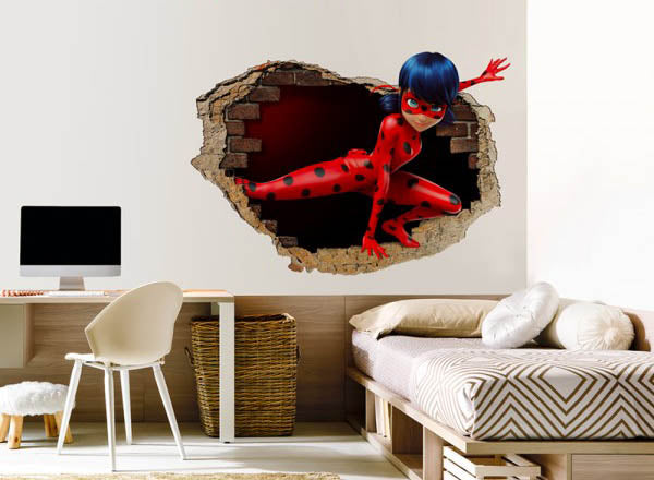 MIRACULOUS LADYBUG -001 Adesivo parete murale effetto 3D wall stickers Misura: 150x100 cm