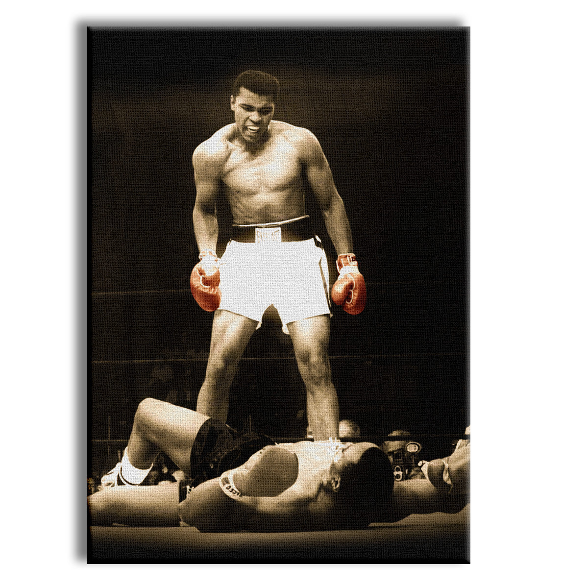 MOHAMMAD ALI vs SONNY LISTON - Tela Stampata montata su telaio in legno Misura: 70x100 cm