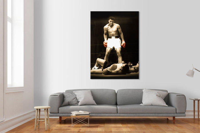 MOHAMMAD ALI vs SONNY LISTON - Tela Stampata montata su telaio in legno Misura: 50x70 cm