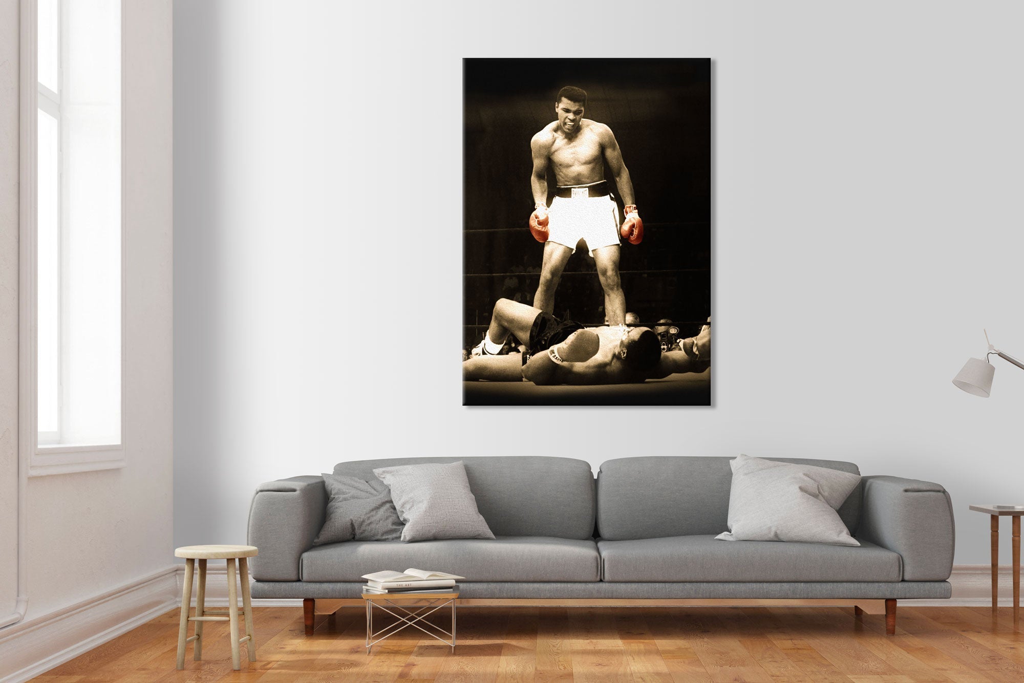 MOHAMMAD ALI vs SONNY LISTON - Tela Stampata montata su telaio in legno Misura: 100x140 cm