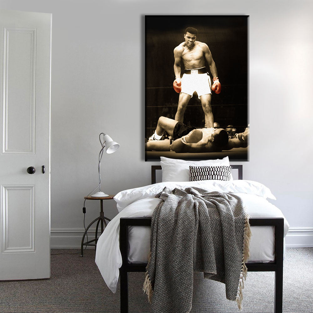 MOHAMMAD ALI vs SONNY LISTON - Tela Stampata montata su telaio in legno Misura: 70x100 cm