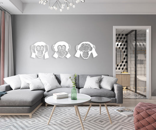 MONKEY - Adesivo murale wall sticker in vinile 40x150 cm Colore: bianco