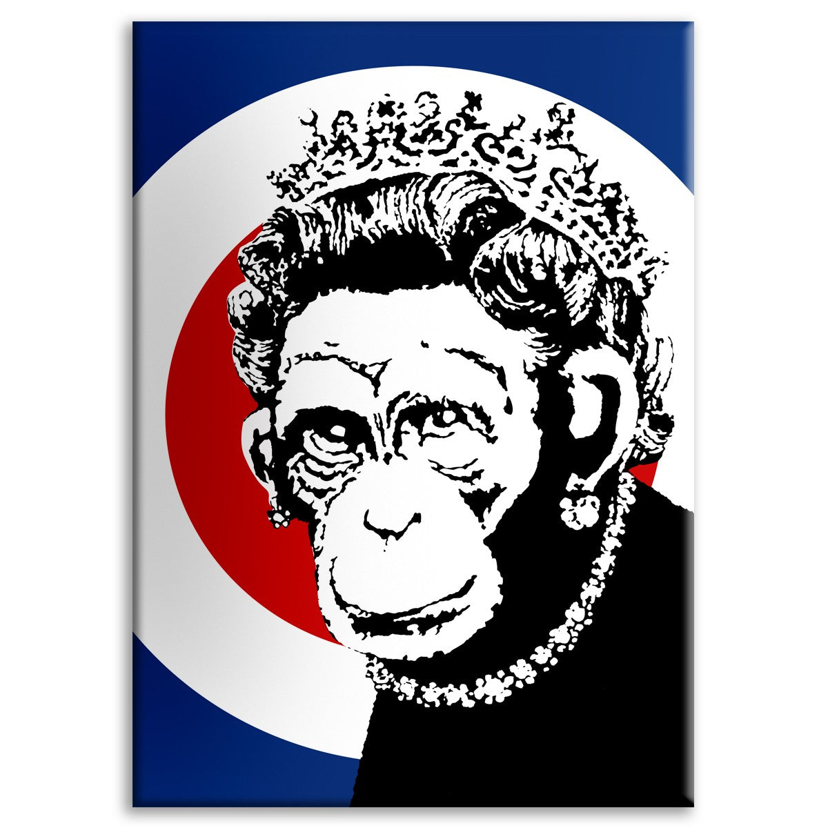 Monkey Queen - Banksy - Quadro stampato su Canvas e montato su telaio in legno Misura: 100x140 cm