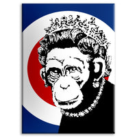 Monkey Queen - Banksy - Quadro stampato su Canvas e montato su telaio in legno Misura: 100x140 cm