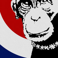 Monkey Queen - Banksy - Quadro stampato su Canvas e montato su telaio in legno Misura: 50x70 cm