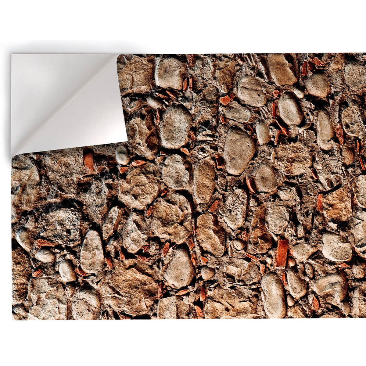 Muro Pietre e Cocci - Pellicola stampata adesiva in PVC finitura opaca Misura: 100x500 cm