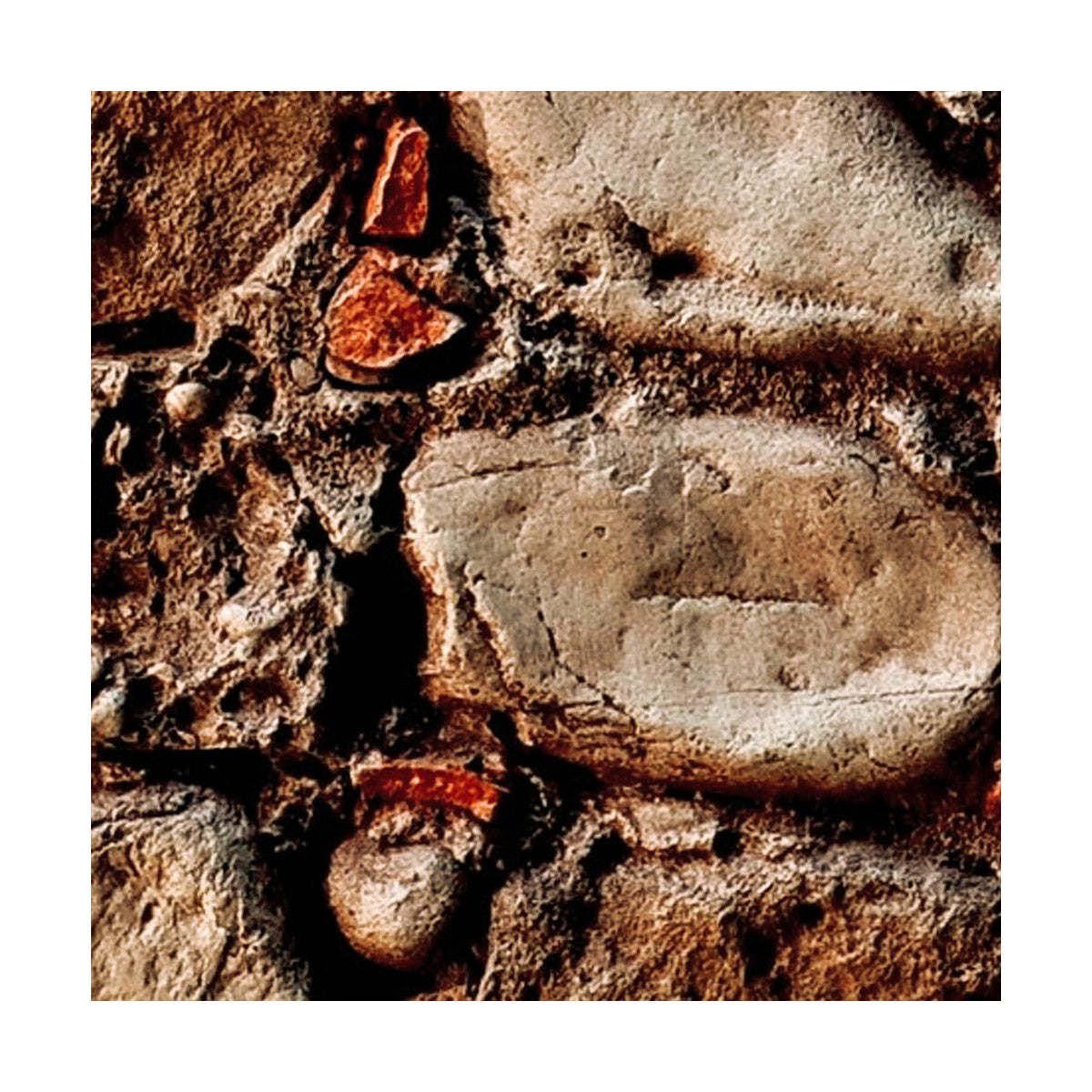 Muro Pietre e Cocci - Pellicola stampata adesiva in PVC finitura opaca Misura: 100x300 cm