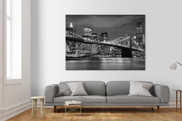New York City by night - Quadro Canvas su telaio in legno Misura: 100x70 cm