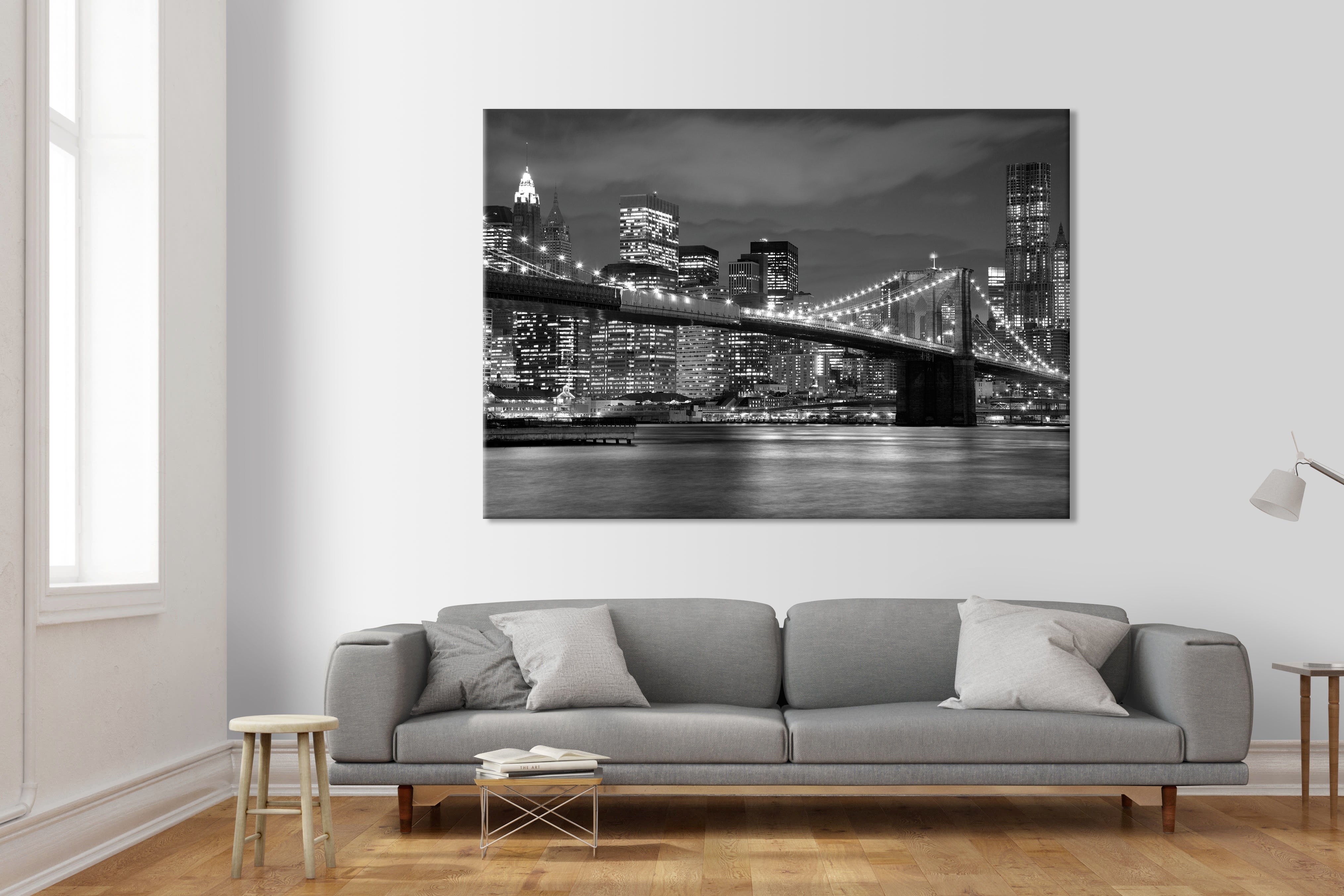 New York City by night - Quadro Canvas su telaio in legno Misura: 140x100 cm