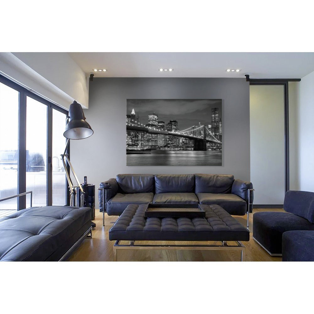 New York City by night - Quadro Canvas su telaio in legno Misura: 100x70 cm