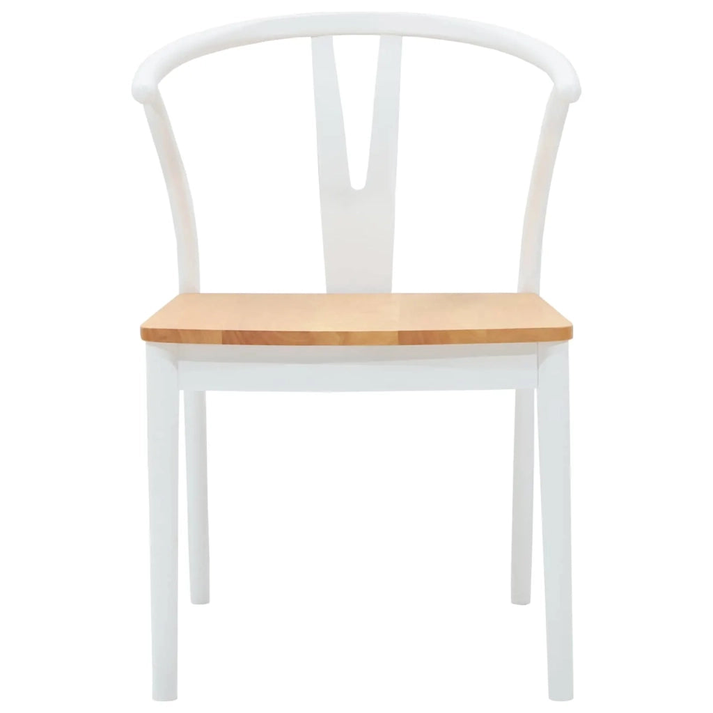 Sedia da pranzo 2 pcs Bianco e Naturale Legno di gomma solido