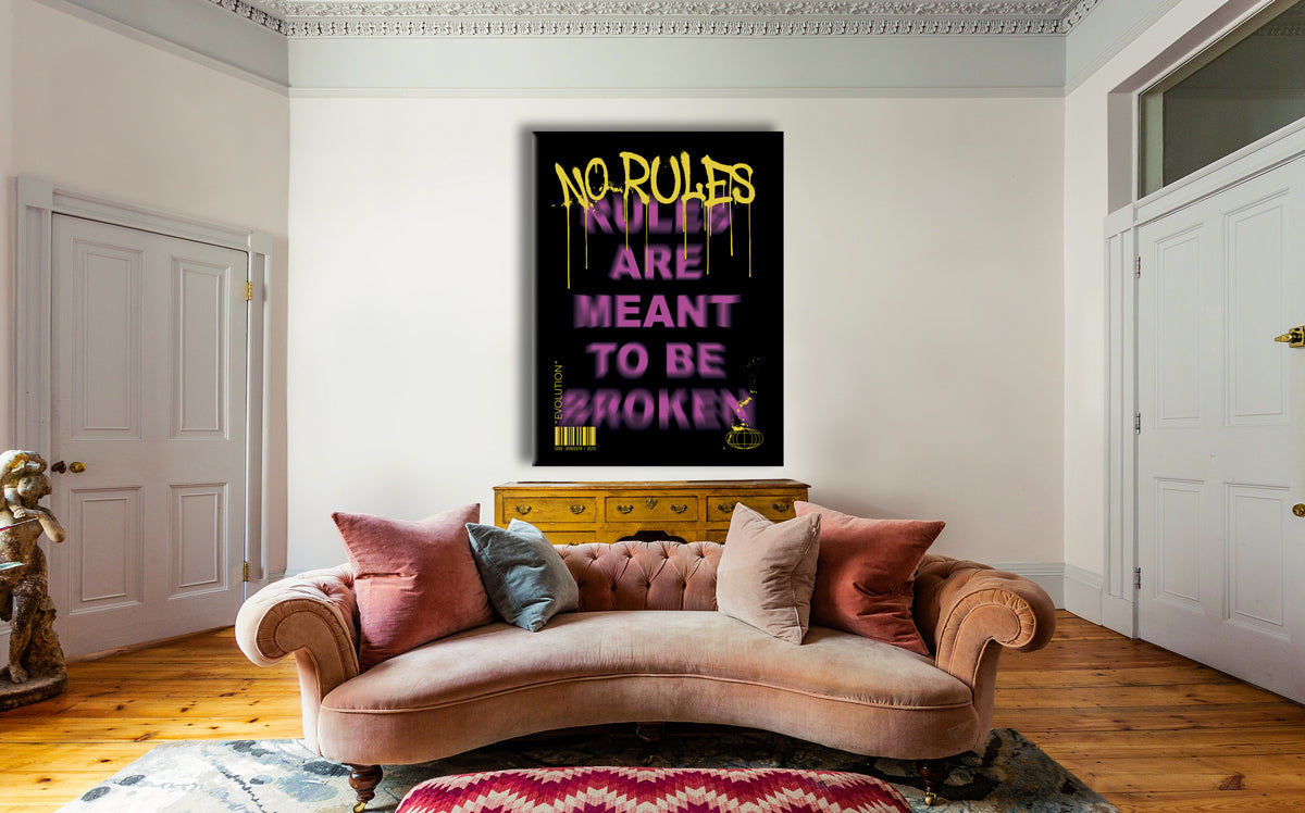 NoRules -  Quadro Canvas Contemporaneo su telaio in legno Misura: 50x70 cm