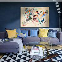 On White - Kandinsky - Quadro stampa su Canvas con telaio in legno Misura: 70X50 cm