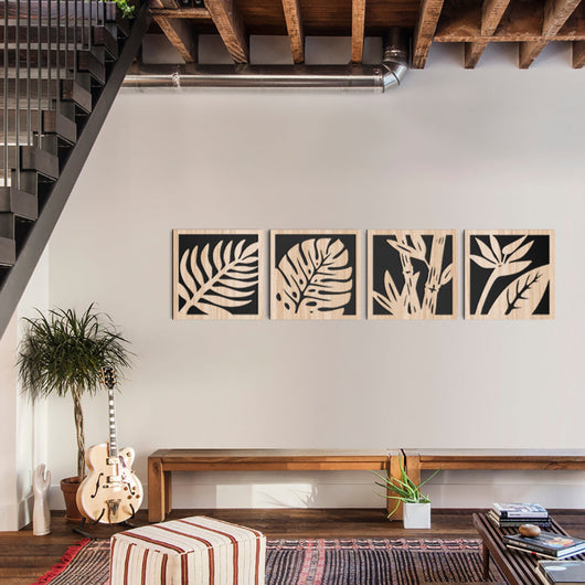 PALME 96x96 cm - Quadro arredo LASERCUT composito Legno e PVC Misura: 96x96 cm