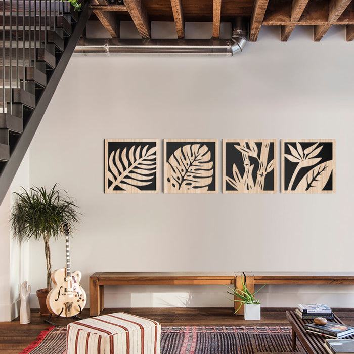 PALME 96x96 cm - Quadro arredo LASERCUT composito Legno e PVC Misura: 96x96 cm