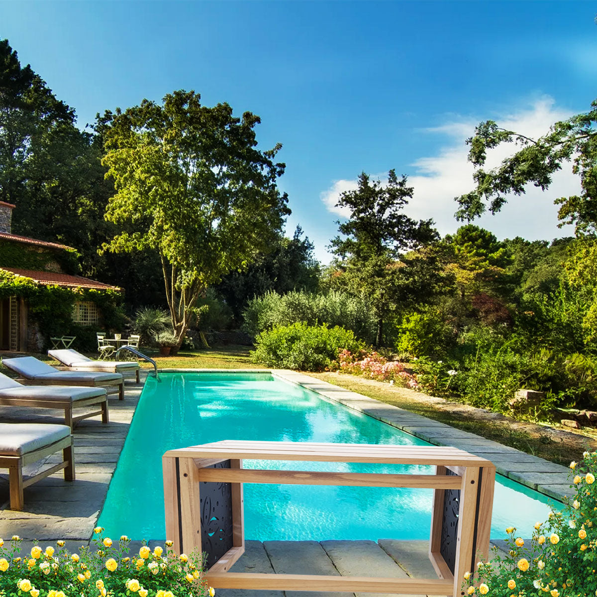 Panchina In Legno E Pvc Per Interno Ed Esterno Mod. FLOWERS