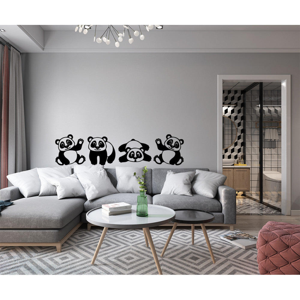 PANDA - Adesivo murale wall sticker in vinile 30x125 cm Colore: nero