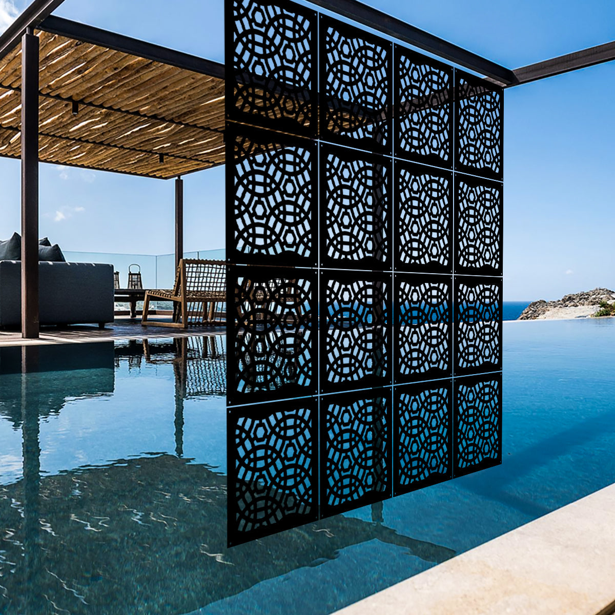 PELOTA MAYA - Pannello in PVC traforato - Parasole Colore: nero, Misura: 98x98 cm
