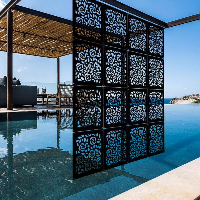 PETALI - Pannello in PVC traforato - Parasole Colore: nero, Misura: 98x98 cm