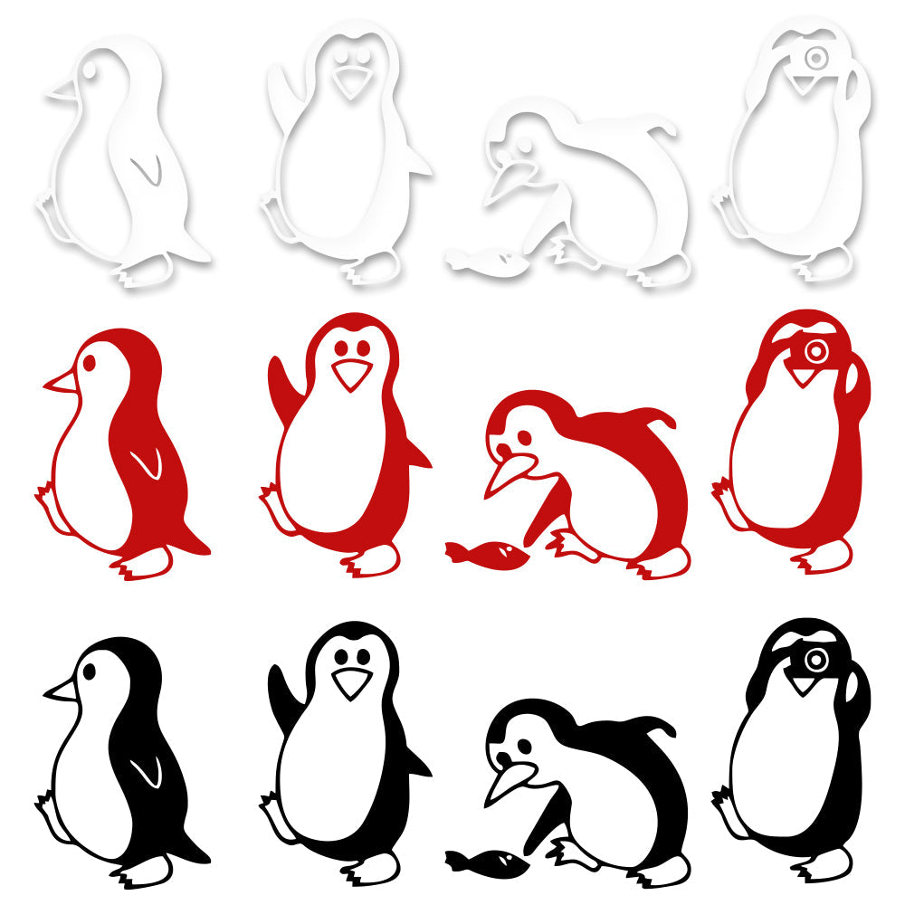 PENGUINS - Adesivo murale wall sticker in vinile 40x125 cm Colore: bianco