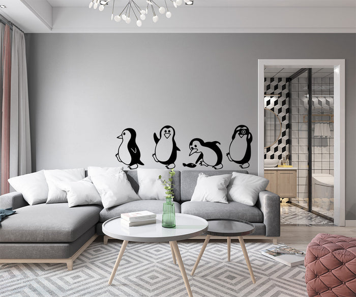 PENGUINS - Adesivo murale wall sticker in vinile 40x125 cm Colore: nero