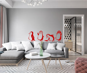 PENGUINS - Adesivo murale wall sticker in vinile 40x125 cm Colore: Rosso
