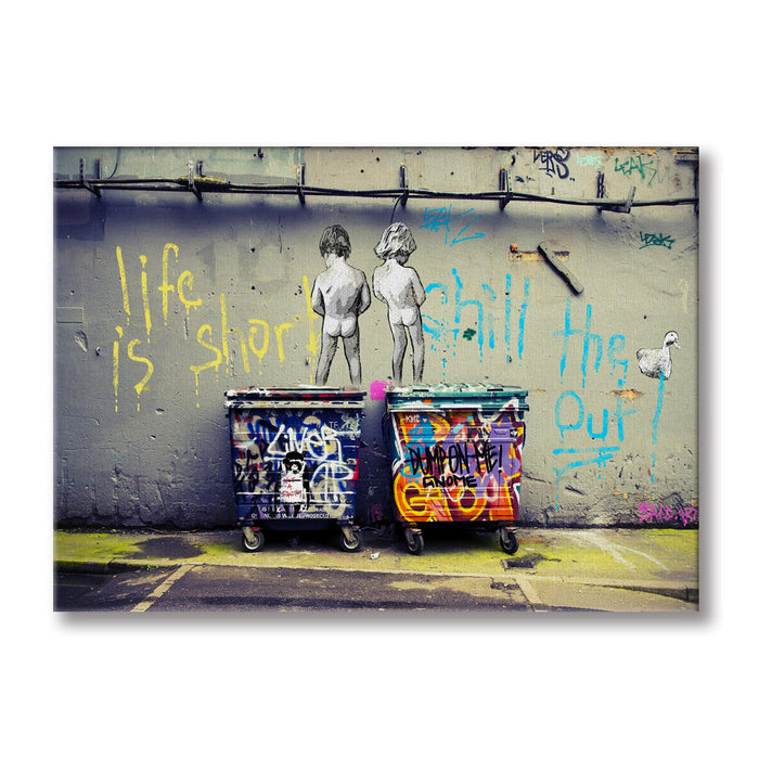 Pissing -  Quadro Canvas Contemporaneo su telaio in legno Misura: 140x100 cm