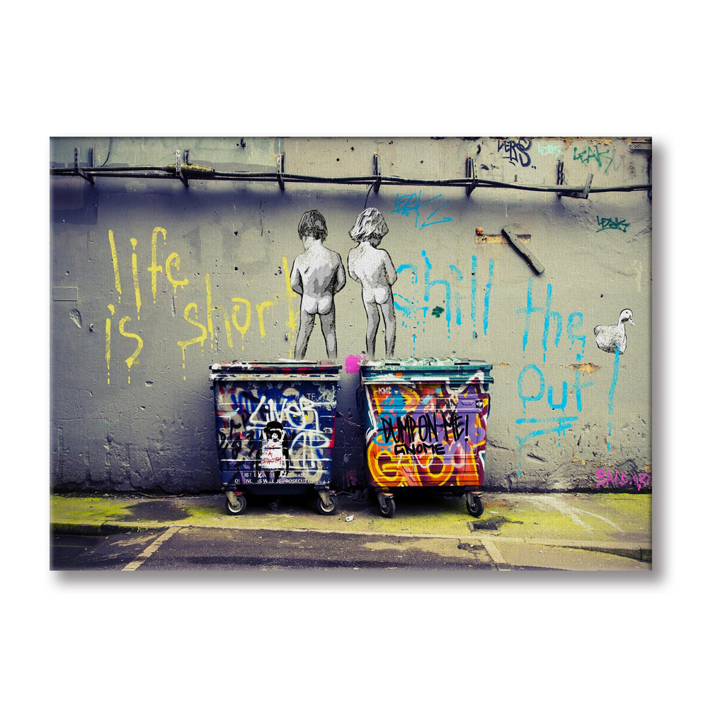 Pissing -  Quadro Canvas Contemporaneo su telaio in legno Misura: 100x70 cm