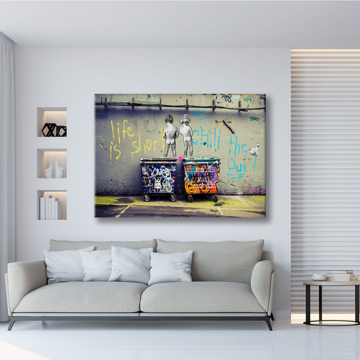 Pissing -  Quadro Canvas Contemporaneo su telaio in legno Misura: 100x70 cm