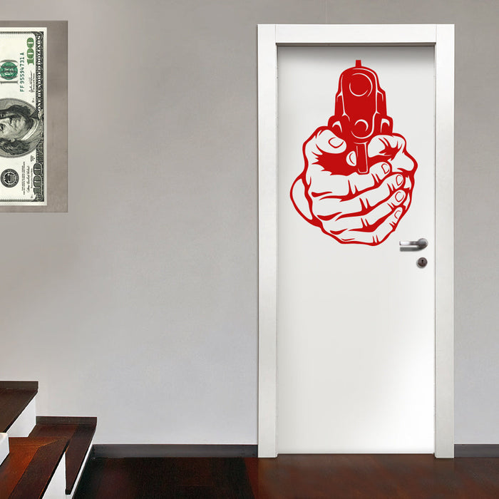 PISTOL - Adesivo murale wall sticker in vinile 55x80 cm Colore: Rosso