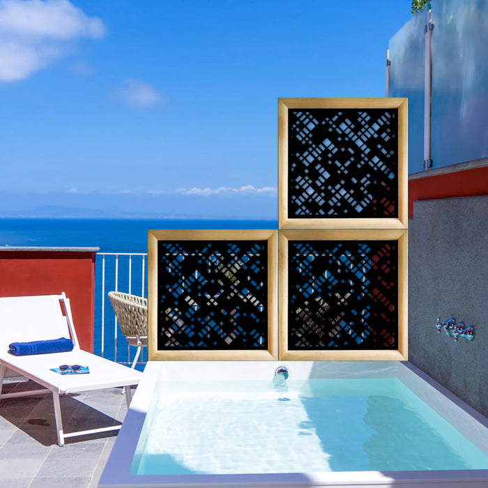 PIXEL - Moduli Decorativi in Legno e PVC Misura: 73x73 cm, Colore: nero