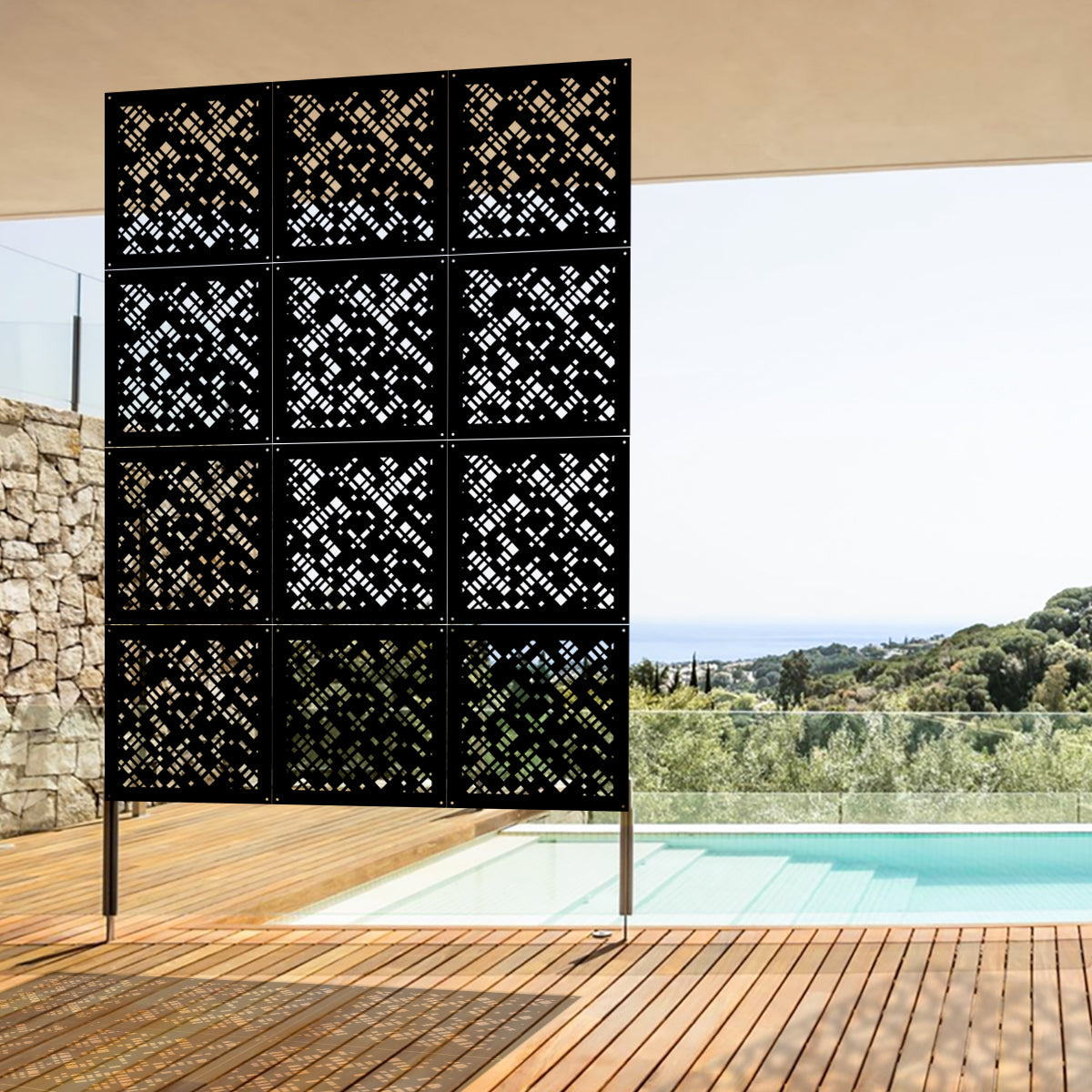 PIXEL - Pannello in PVC traforato - Parasole Colore: nero, Misura: 98x98 cm