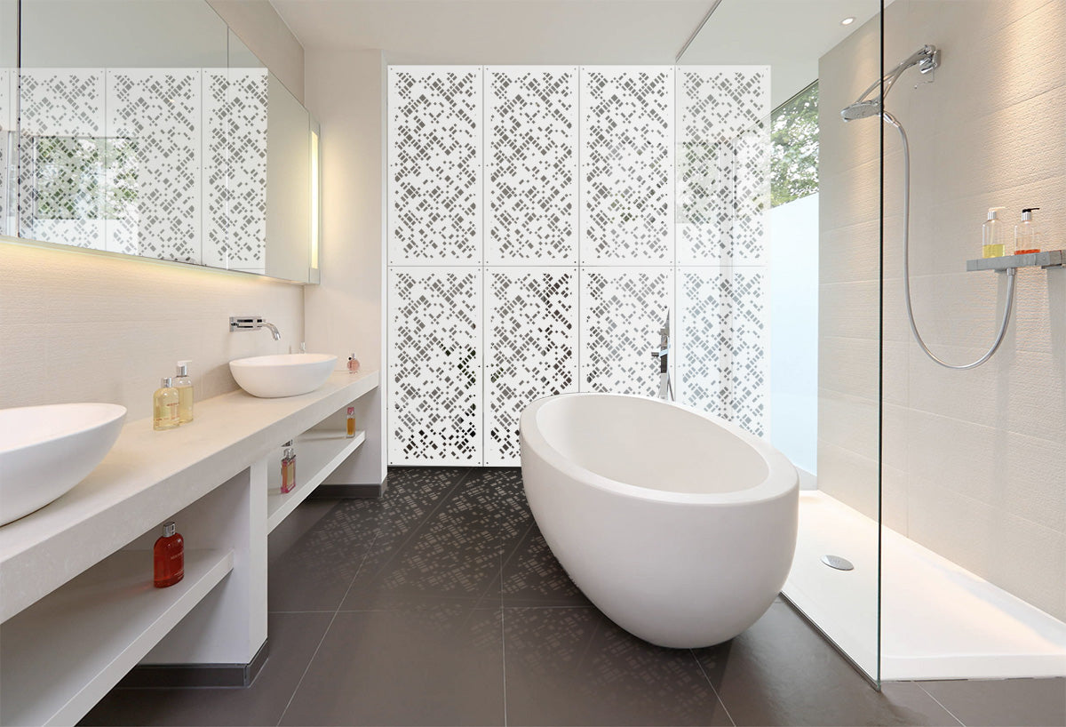 PIXEL - Pannello in PVC traforato - Parasole Misura: 73x148 cm, Colore: bianco